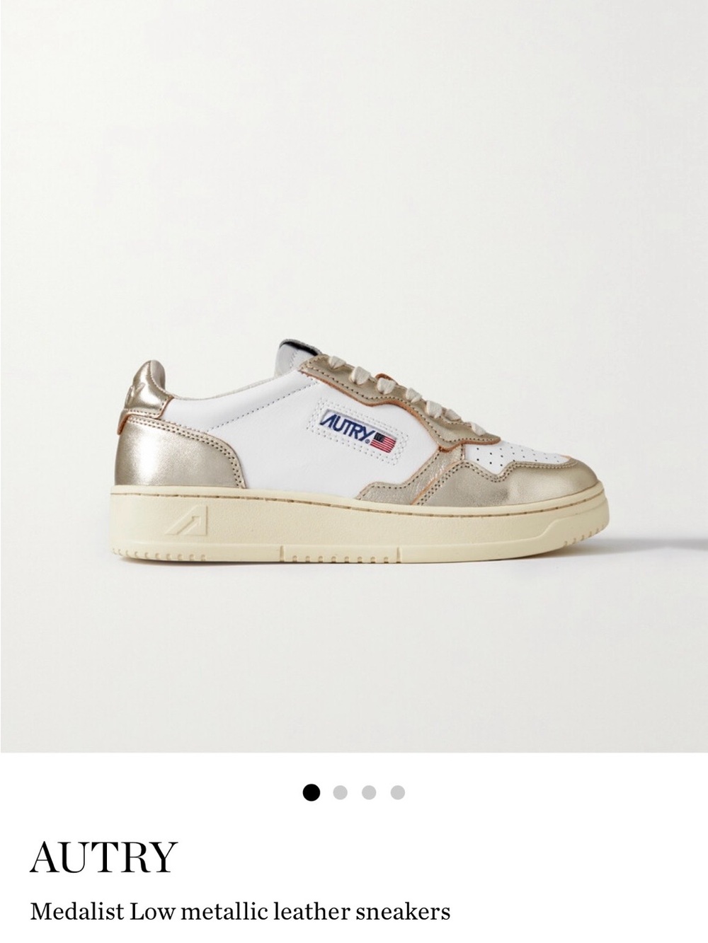 Autry Medalist Low Sneakers in White and Metallic Gold